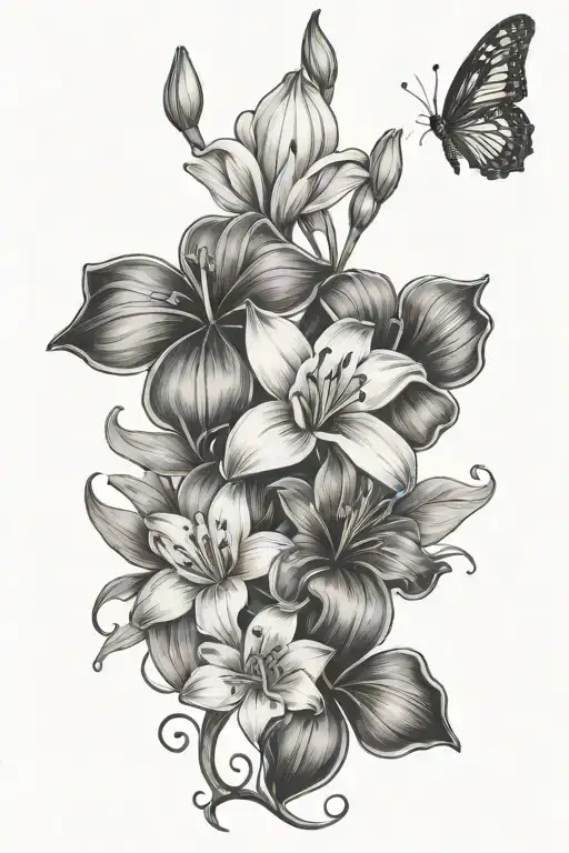 clovers and Lily's   tattoo design idea