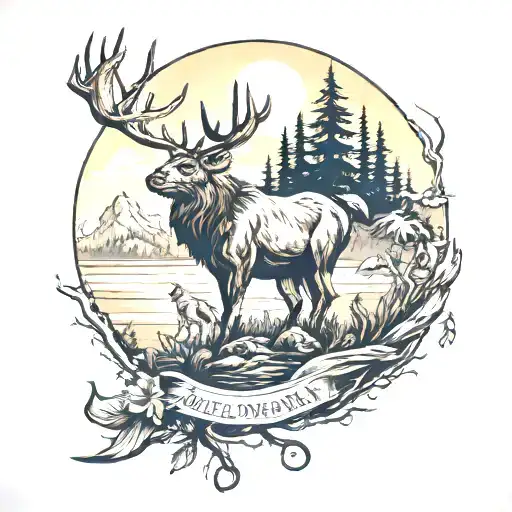 wilderness scene featuring 929 address tattoo design idea