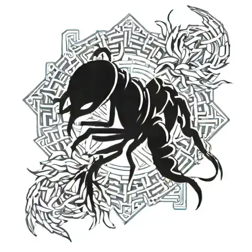 scorpion and red spider lily flower tattoo design idea