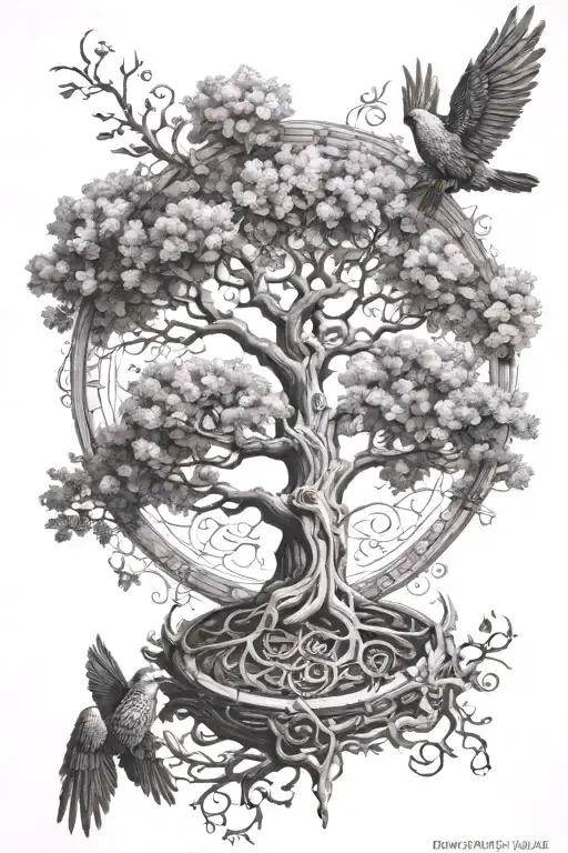 tree of life with metatron archangel tattoo design idea