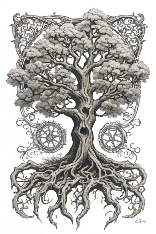 tree of life with metatron archangel tattoo design idea