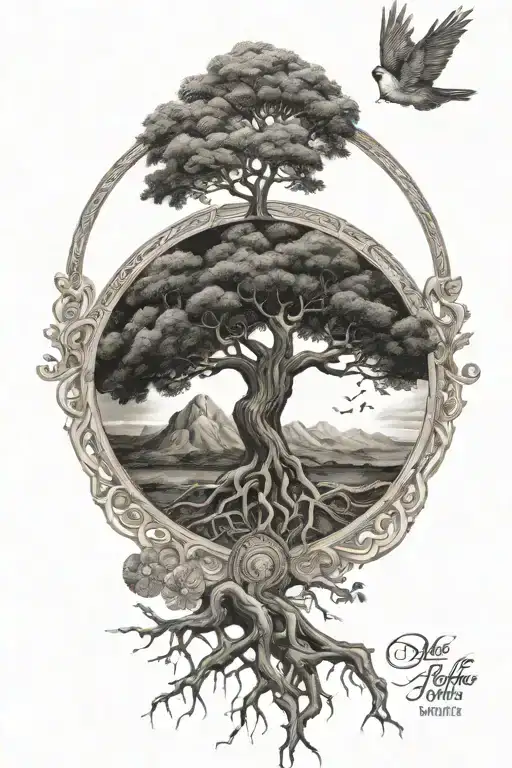 tree of life with metatron archangel tattoo design idea