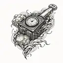 rock sand time machine tattoo design idea