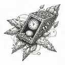 rock sand time machine tattoo design idea