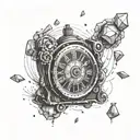 rock sand time machine tattoo design idea
