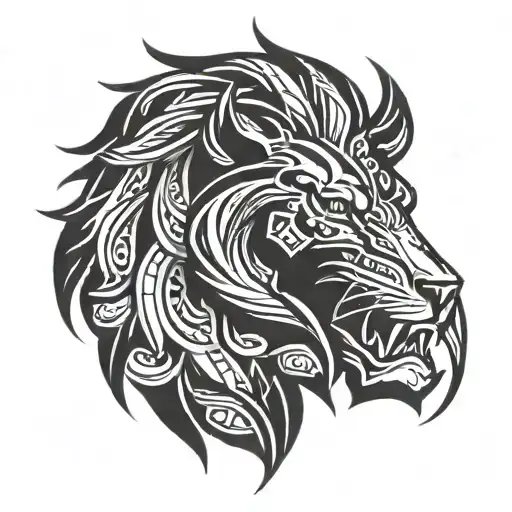 crow king, lion tattoo design idea