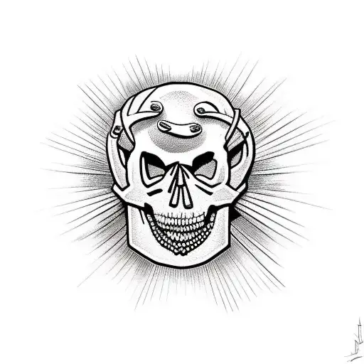 drum sticks and snare drum in skull tattoo design idea
