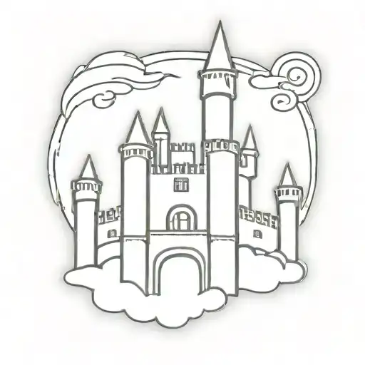 castle inside stamp sticker tattoo design idea