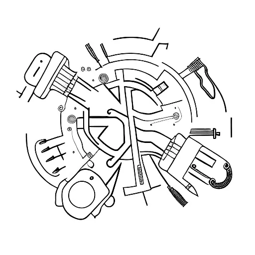 Electrician tools forming a dollar sign tattoo design idea
