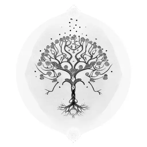 memorial magpie tree of life tattoo design idea
