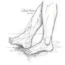 I want a tattooed print of the patina above the human joint on the leg and to be in line with the leg, under the patina to write in writing tattoo design idea