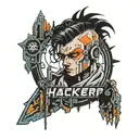 Hacker Cyberpunk Edgerunners Logo tattoo design idea