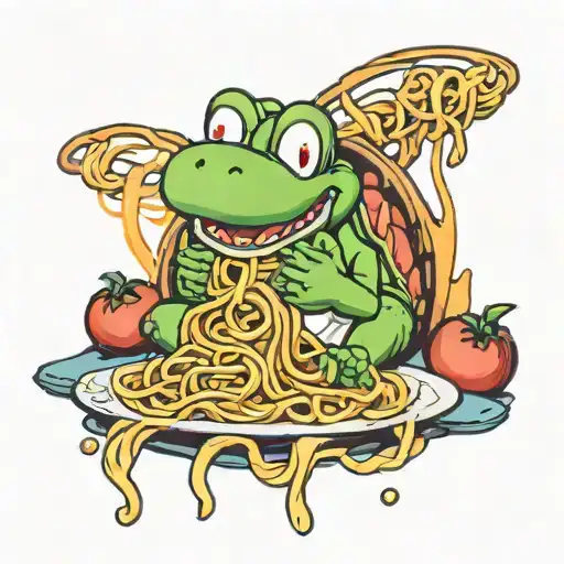 yoshi eating spaghetti  tattoo design idea