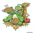 yoshi eating spaghetti  tattoo design idea