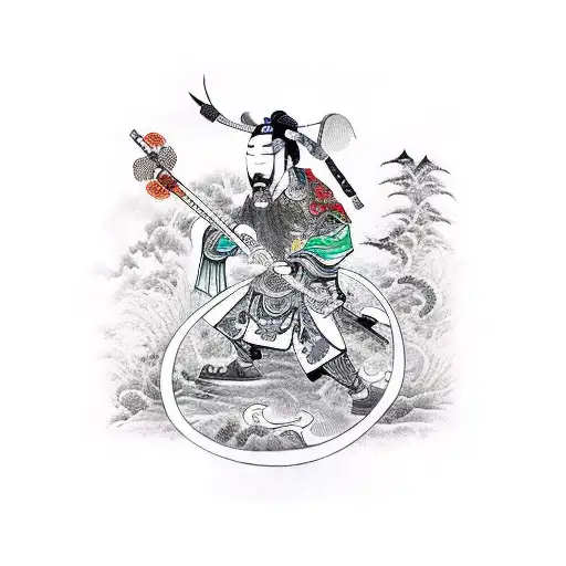 chinese warrior  tattoo design idea