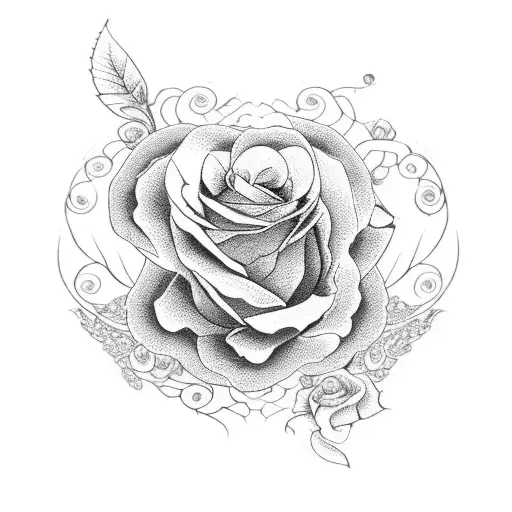 A balance scale with intricate lace patterns on one side and blooming roses on the other tattoo design idea