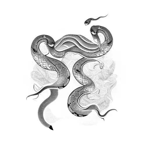 A mesmerizing blackwork tattoo of a snake gracefully wrapping around a scale, symbolizing the client's role as a counselor and their Libra zodiac sign tattoo design idea