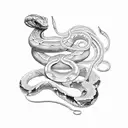 An elegant snake coiled around a pair of balancing scales, representing the client's Libra zodiac sign tattoo design idea