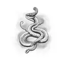 An elegant snake coiled around a pair of balancing scales, representing the client's Libra zodiac sign tattoo design idea