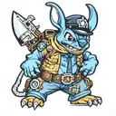 stich in a police uniform tattoo design idea