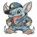 stich in a police uniform tattoo design idea