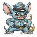 stich in a police uniform tattoo design idea