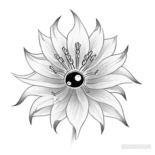 eyes spider Lily tattoo design idea