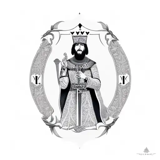 the king of spades depicted as the biblical character David  tattoo design idea