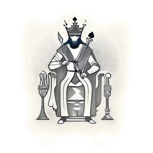 the king of spades sitting in his throne depicted as the biblical character David  tattoo design idea