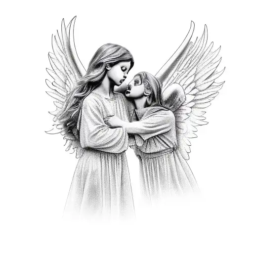angel and war tattoo design idea