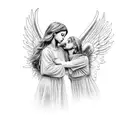 angel and war tattoo design idea