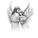 angel and war tattoo design idea