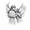 angel and war tattoo design idea