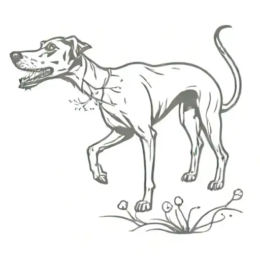 lurcher chasing fireflies tattoo design idea