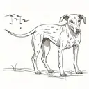 lurcher chasing fireflies tattoo design idea