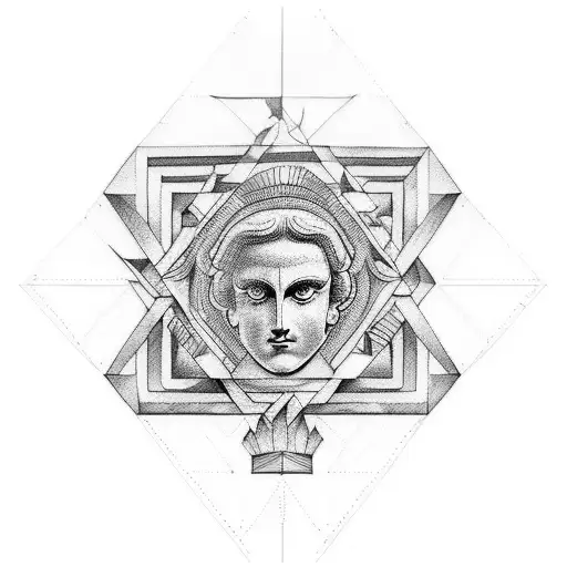Combine elements of Greek and Roman mythology in a geometric design tattoo design idea