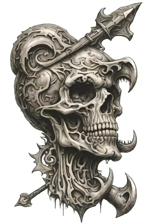 trident with the phrase non ducor duco tattoo design idea