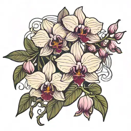 orchid stem and cyclamen stem   tattoo design idea