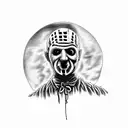 A creepy collage featuring Freddy Krueger, Michael Myers, Jason Voorhees, Ghostface, Jigsaw, Annabelle, and Chucky tattoo design idea