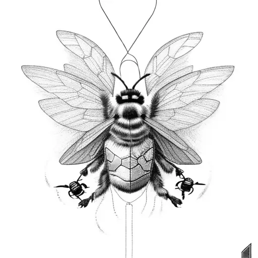 bumblebee with broken wings tied to balloon holding lightbulb  tattoo design idea