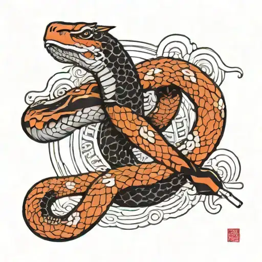 kobe symbol intertwined and black mamba snake wrapped tattoo design idea