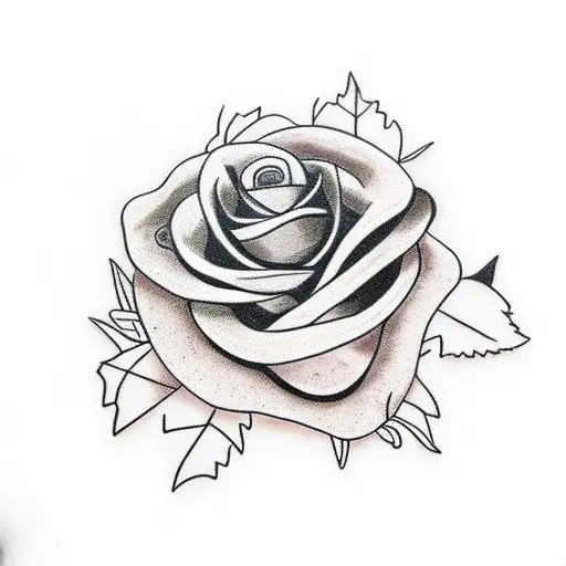 dark red rose with continents as leaf tattoo design idea