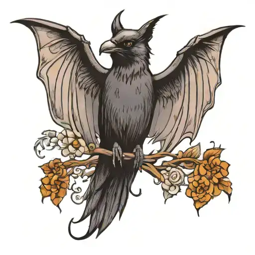 vampire raven bat wings holding tattoo design idea
