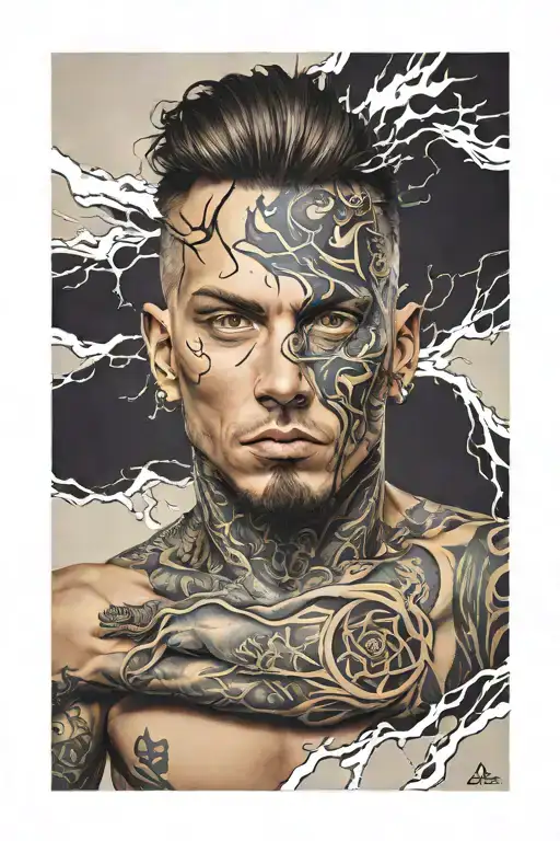 story of a man breaking free from constraints of society. full arm sleeve tattoo for male tattoo design idea