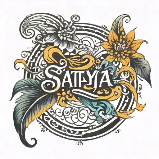 Satya name with Dhanu rasi tattoo design idea