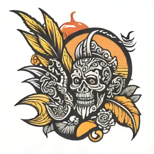 shaka with tequila sunrise background tattoo design idea