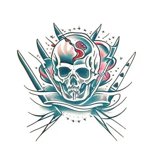 Barb Wire, martin, blood and bones tattoo design idea