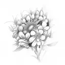 small line bouquet of multiple wild flower   tattoo design idea