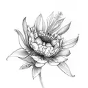 small line bouquet of multiple wild flower   tattoo design idea