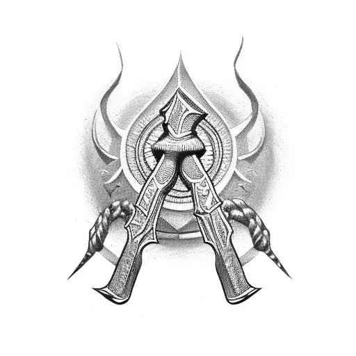 sickle and hammer tattoo design idea